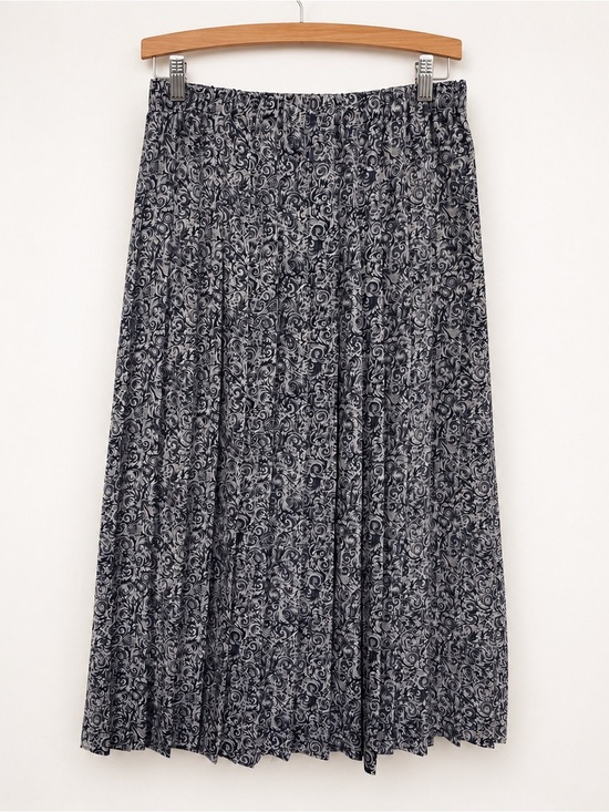 Koret Dresses & Skirts - Vintage Koret Paisley Pleated Midi Skirt Navy Gray Size 12